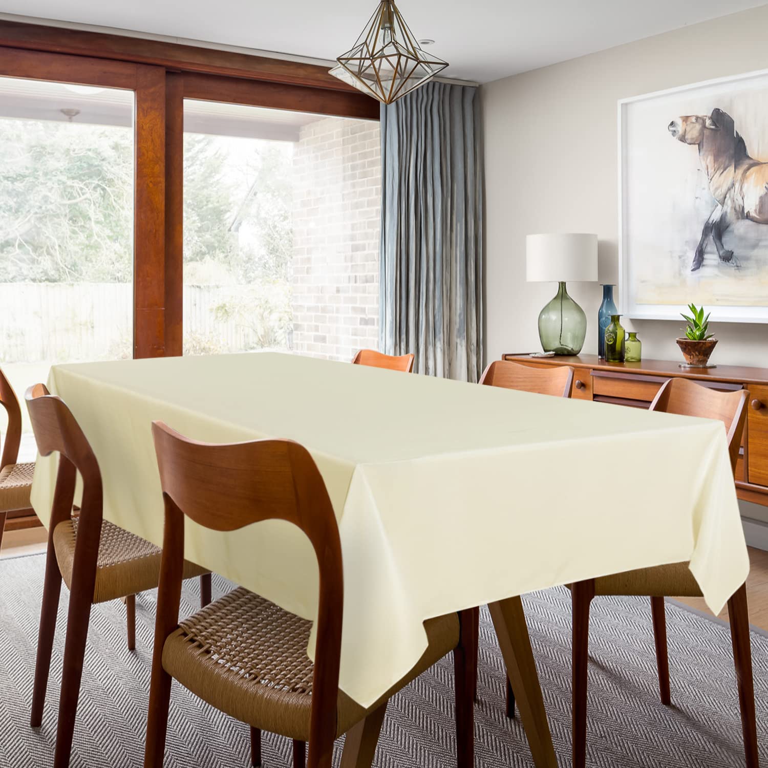 Sancua 2 Pack Beige Tablecloth 54 X 78 Inch, Rectangle 4 Feet Table Cloth - Stain And Wrinkle Resistant Washable Polyester Table